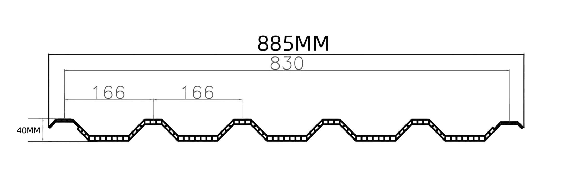 שרטוט פרופיל 885mm